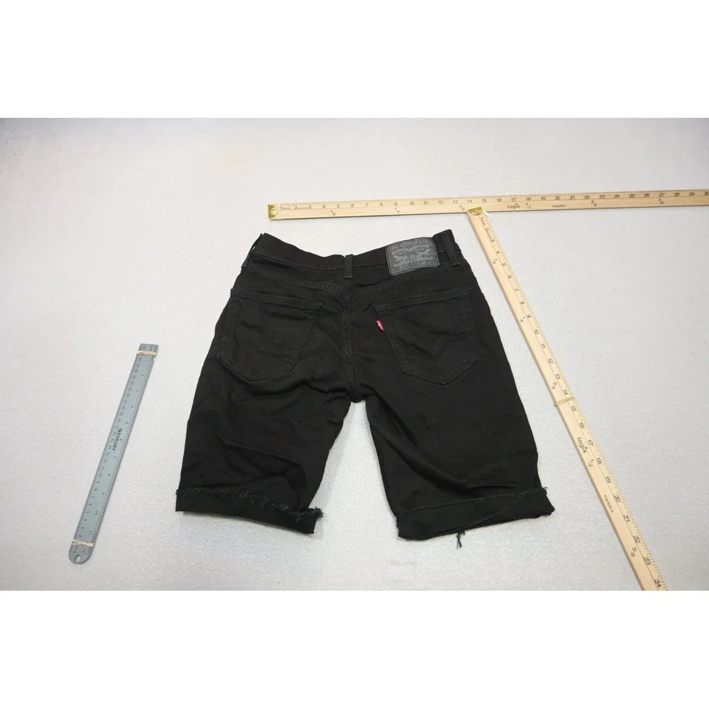 Levi's 511 Slim Fit Jean Shorts Mens 28 Black Denim Cut Off Raw Hem Excellent